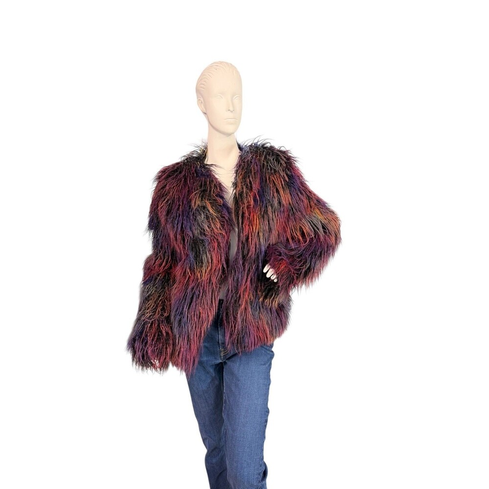 SpiritHoods Faux Fur Shaggy 70s Multicolor Jacket Collectors Edition $450 Size S - Picture 4 of 8